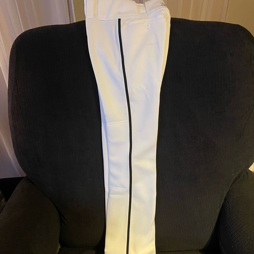 Mizuno White with Black Piping Baseball Pants